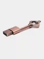 Медный usb флешка "Ключик с сердечком", металлическая
