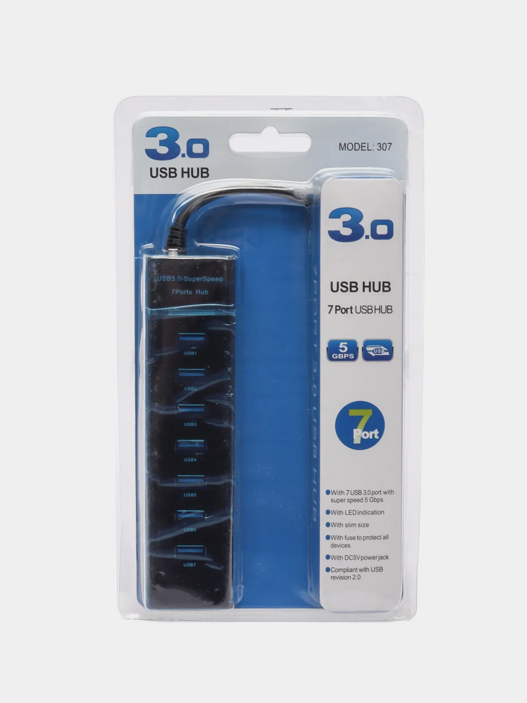 Черный разветвитель USB 3.0