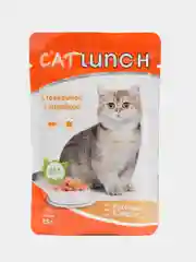 Влажный корм Cat Lunch для кошек, кусочки в желе с говядиной и индейкой, пауч, 5*85 г