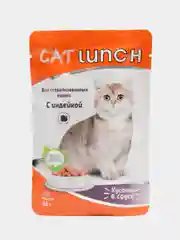 Влажный корм для стерилизованных кошек Кэт Ланч кусочки в соусе индейка, паучи 5шт по 85гр