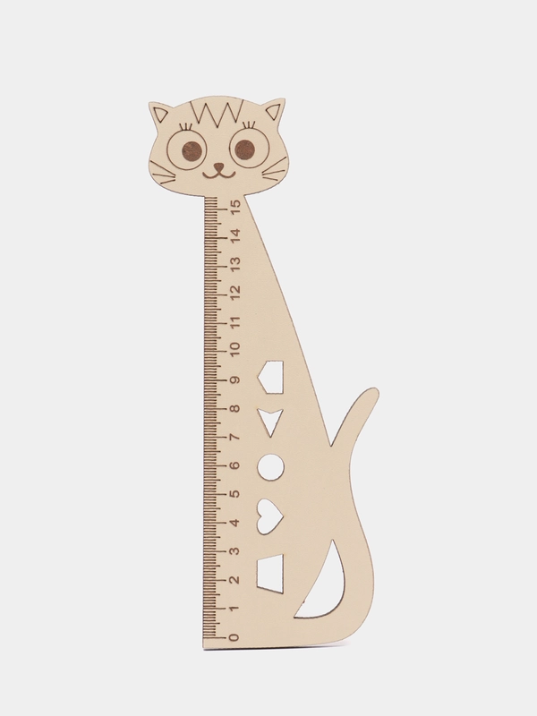 Линейка деревянная котенок, 15 см