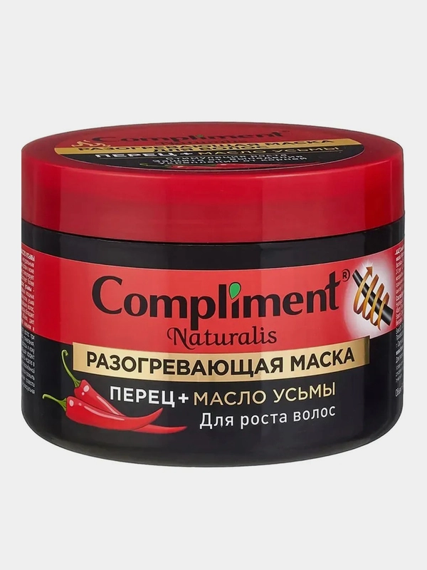 Compliment Naturalis разогревающая маска для роста волос ПЕРЕЦ+МАСЛО УСЬМЫ, 500мл