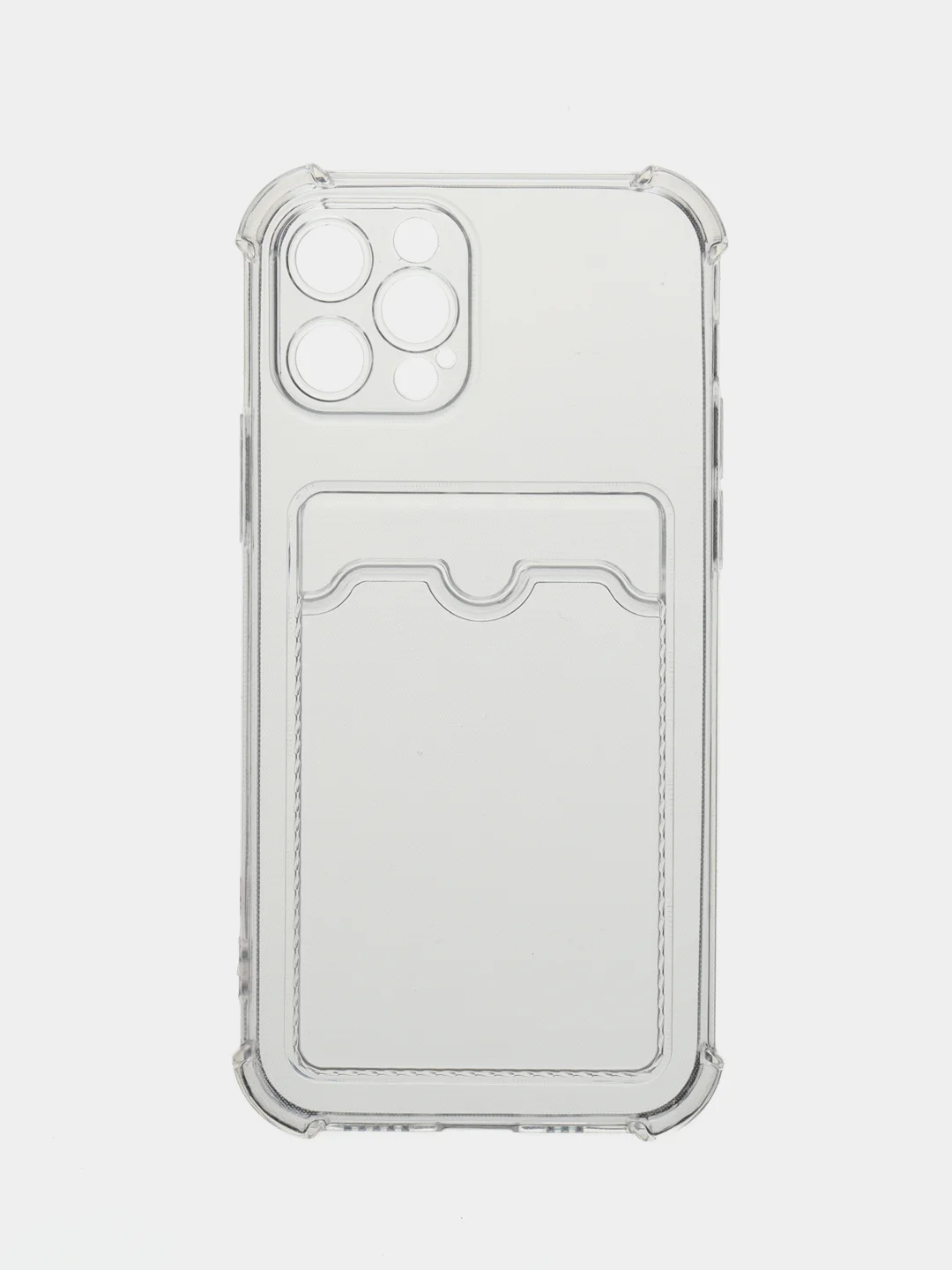 Голубой чехол для iPhone 11/12/13/14/Pro/Max/XR/7/8 прозрачный с отделом-карманом отсеком для карт
