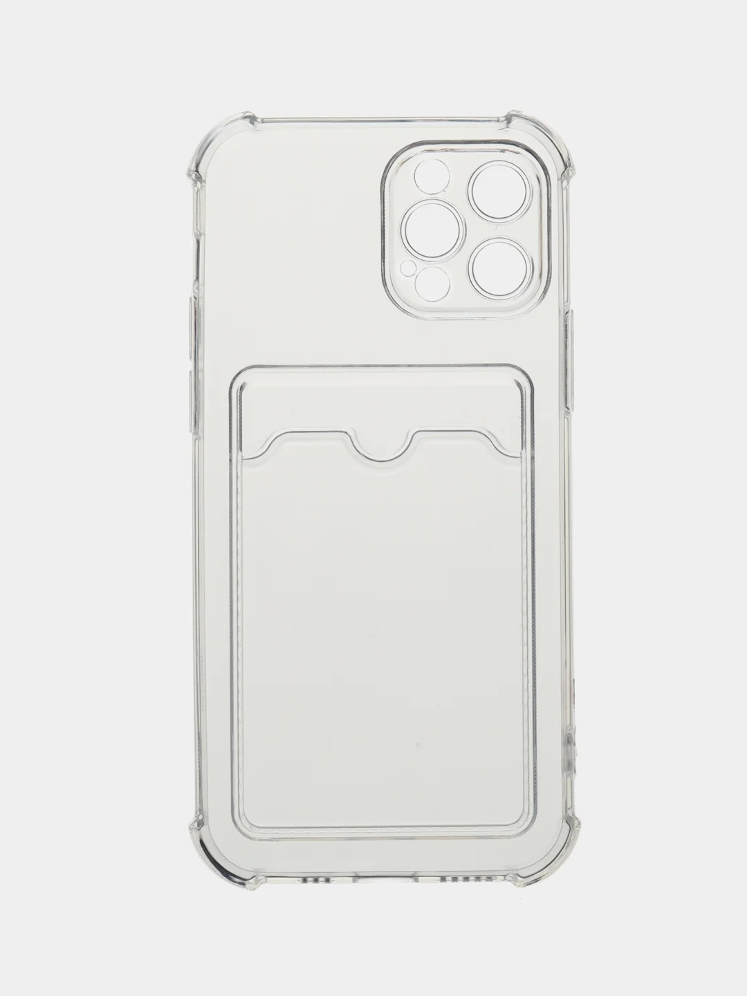 Голубой чехол для iPhone 11/12/13/14/Pro/Max/XR/7/8 прозрачный с отделом-карманом отсеком для карт
