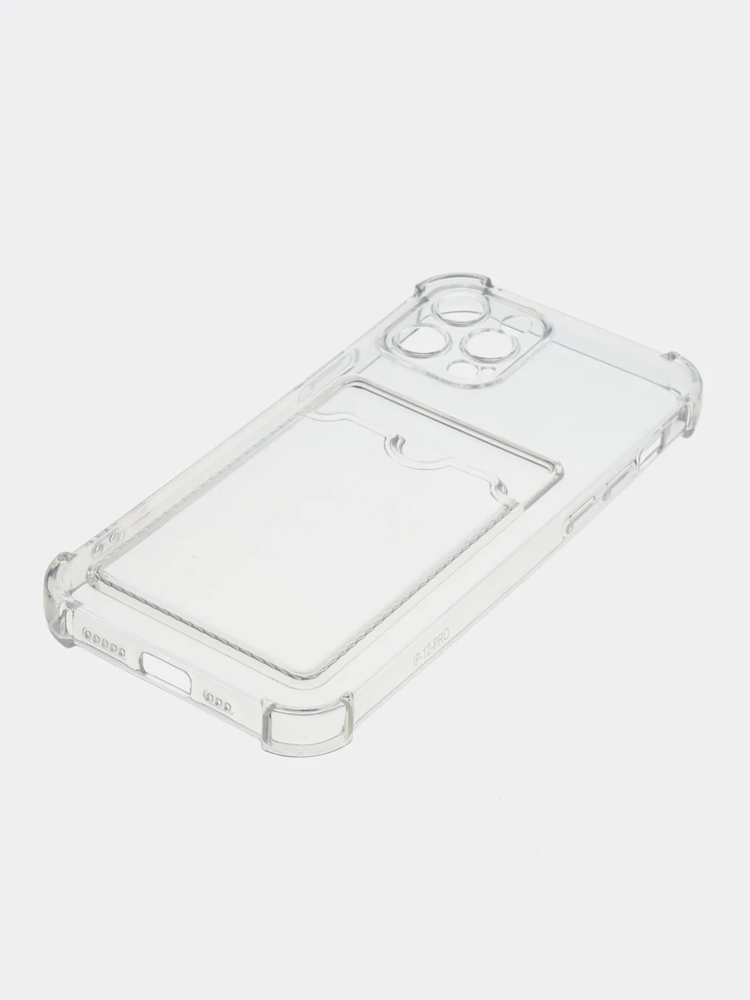 Голубой чехол для iPhone 11/12/13/14/Pro/Max/XR/7/8 прозрачный с отделом-карманом отсеком для карт