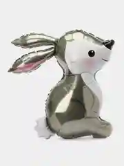 Серый металлик шар фольгированный "Лесные животные"
