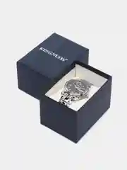 Серебряный мужские наручные часы KINGNUOS K-218, в подарочной упаковке