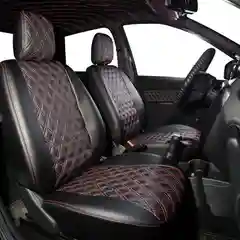 Модельные авточехлы на Lada Granta седан (до 2017 г. рестайлинг), черная экокожа с ромбами