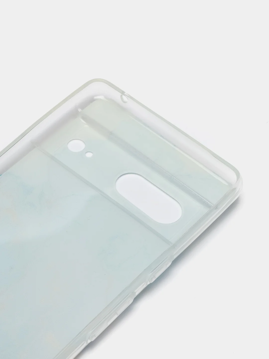Светло-синий силиконовый чехол на Google Pixel 7 / Гугл Пиксель 7 прозрачный, с рисунком, защита камеры
