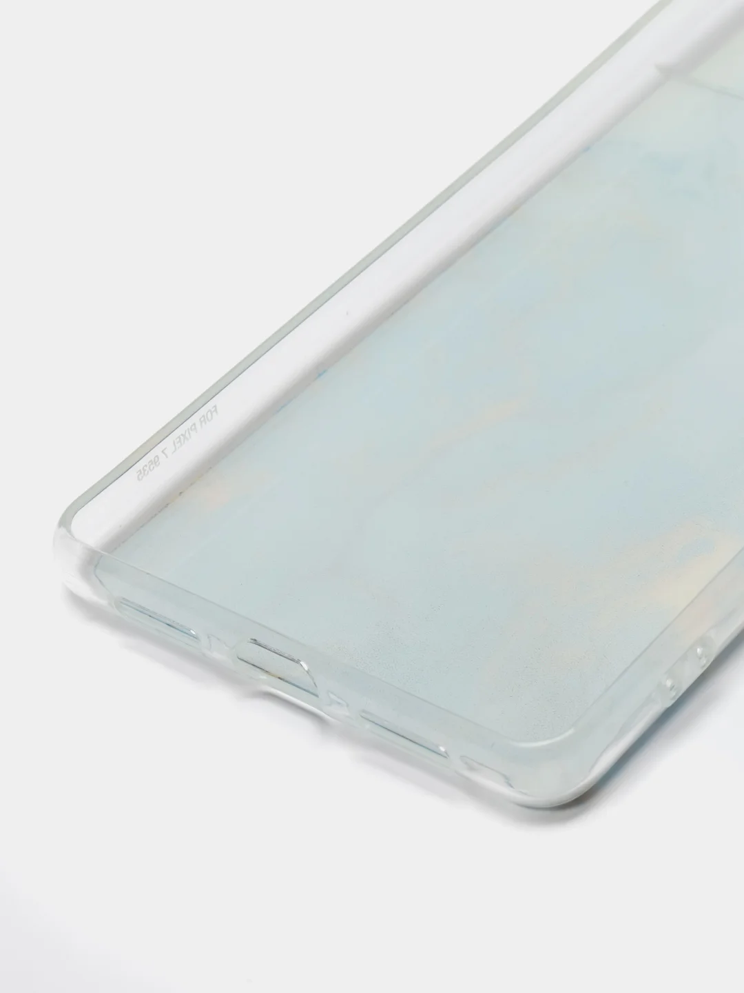 Светло-синий силиконовый чехол на Google Pixel 7 / Гугл Пиксель 7 прозрачный, с рисунком, защита камеры