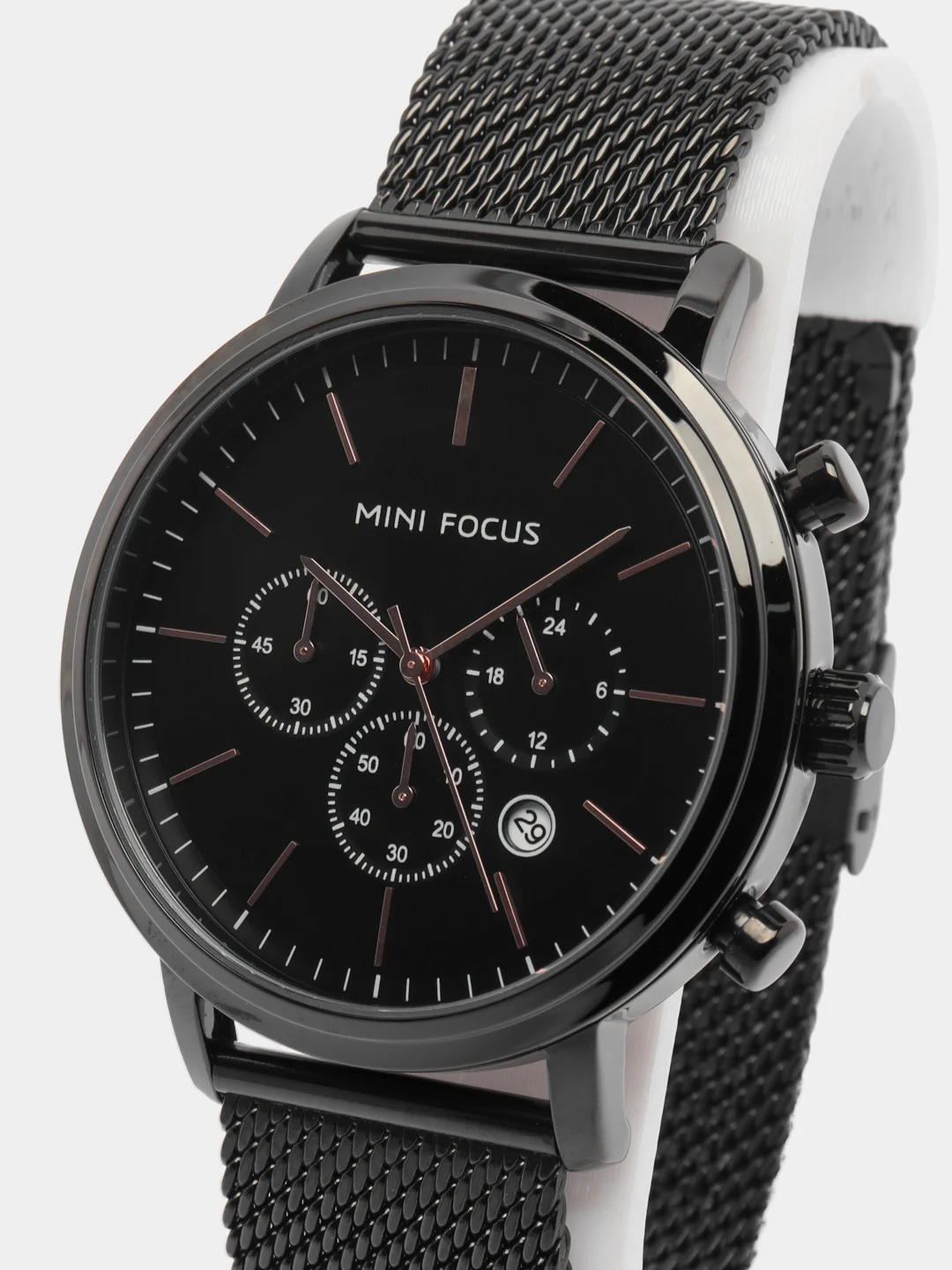 Черный мужские наручные часы Mini Focus MF0297G с хронографом, в подарочной упаковке