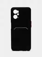 Черный чехол для Realme 9i / Oppo A96 (Реалми 9 ай / Оппо А96), с карманом для карт