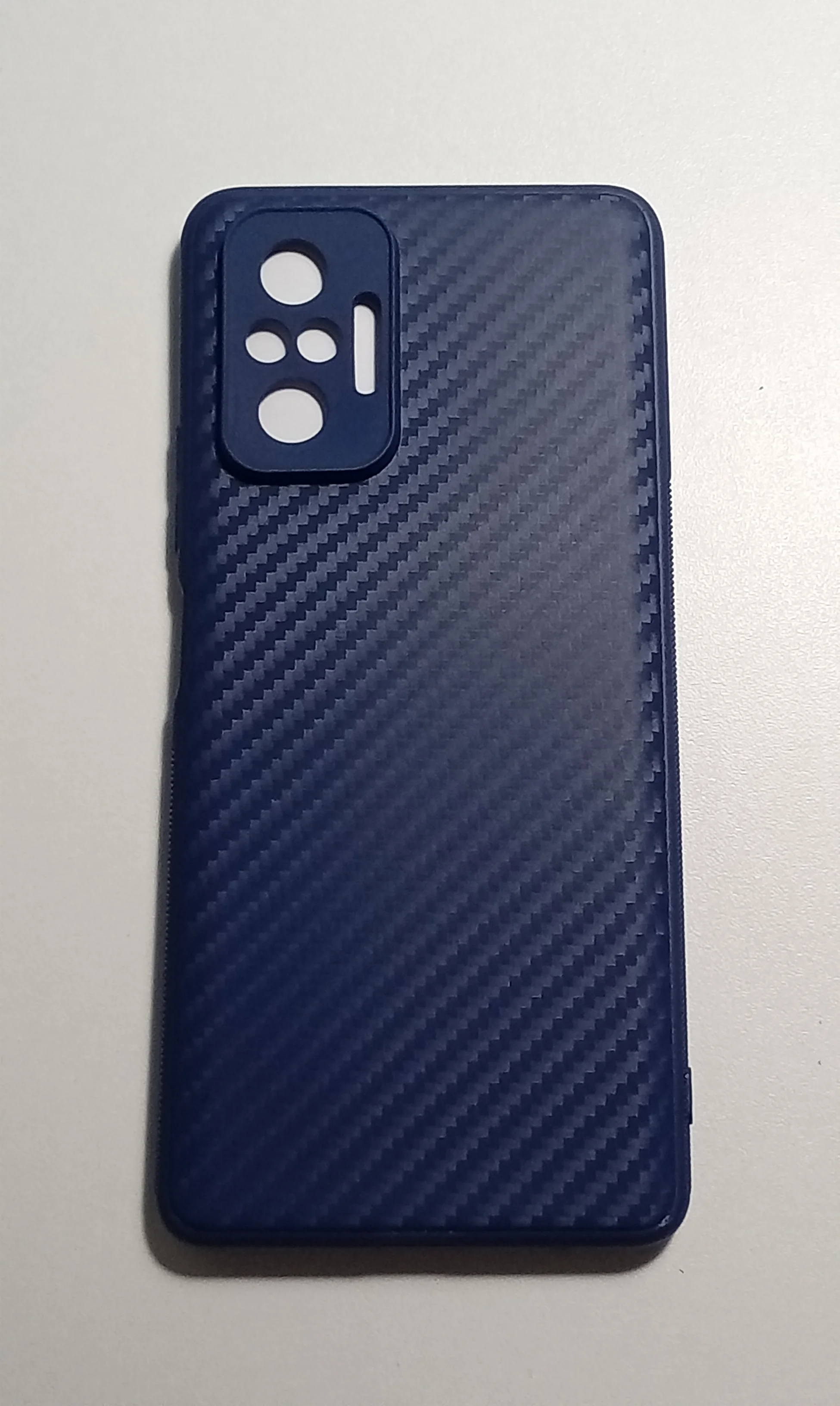 Синий чехол карбон с защитой камерой XIAOMI REDMI NOTE 10 PRO