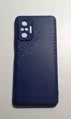 Синий чехол карбон с защитой камерой XIAOMI REDMI NOTE 10 PRO