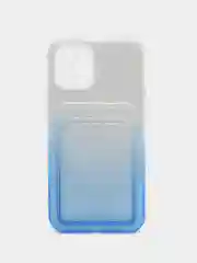 Синий силиконовый чехол с защитой камеры для iPhone 12 Pro, 13 Pro Max с карманом для карт