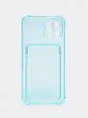 Бирюзовый чехол для iPhone 12 Pro, с карманом для карт