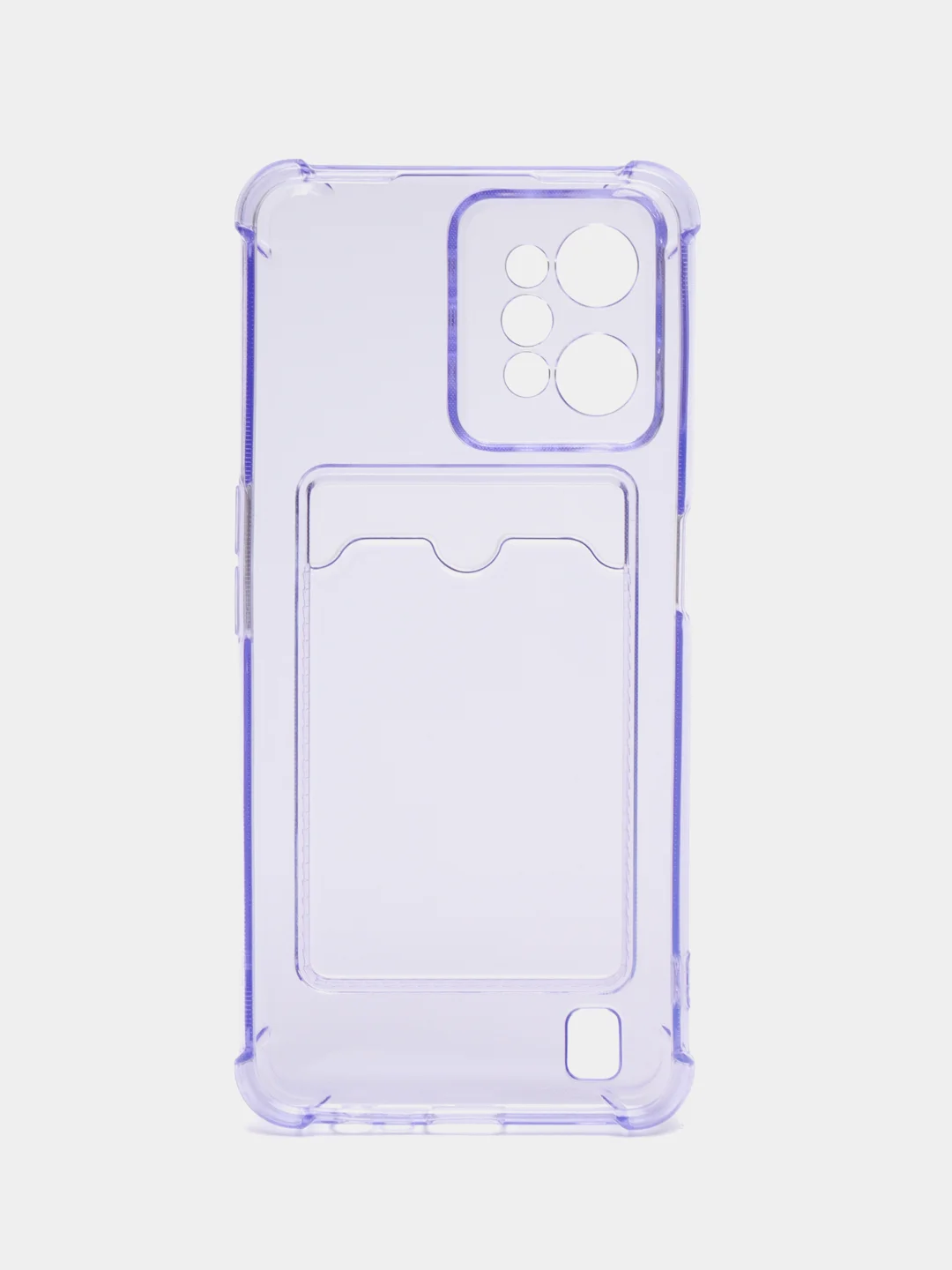 Лавандовый чехол противоударный для Realme C31 (Реалми С31), прозрачный, с карманом для карты