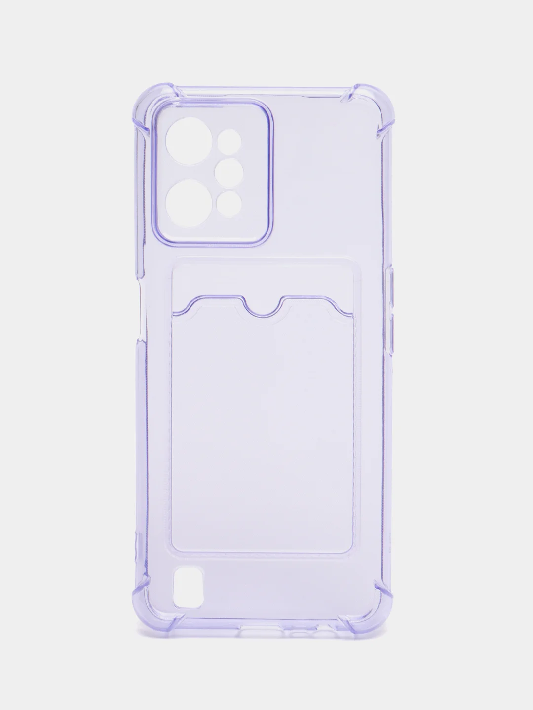 Лавандовый чехол противоударный для Realme C31 (Реалми С31), прозрачный, с карманом для карты