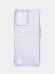 Лавандовый чехол противоударный для Realme C31 (Реалми С31), прозрачный, с карманом для карты