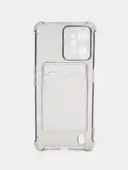 Черный чехол противоударный для Realme C31 (Реалми С31), прозрачный, с карманом для карты