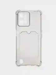 Черный чехол противоударный для Realme C31 (Реалми С31), прозрачный, с карманом для карты