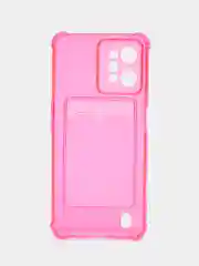 Фуксия чехол противоударный для Realme C31 (Реалми С31), прозрачный, с карманом для карты