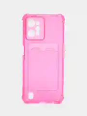 Фуксия чехол противоударный для Realme C31 (Реалми С31), прозрачный, с карманом для карты