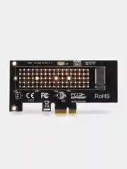 Черный адаптер переходник для установки SSD диска M.2 NVMe в слот PCI-E x1, x4 , x8 , x16