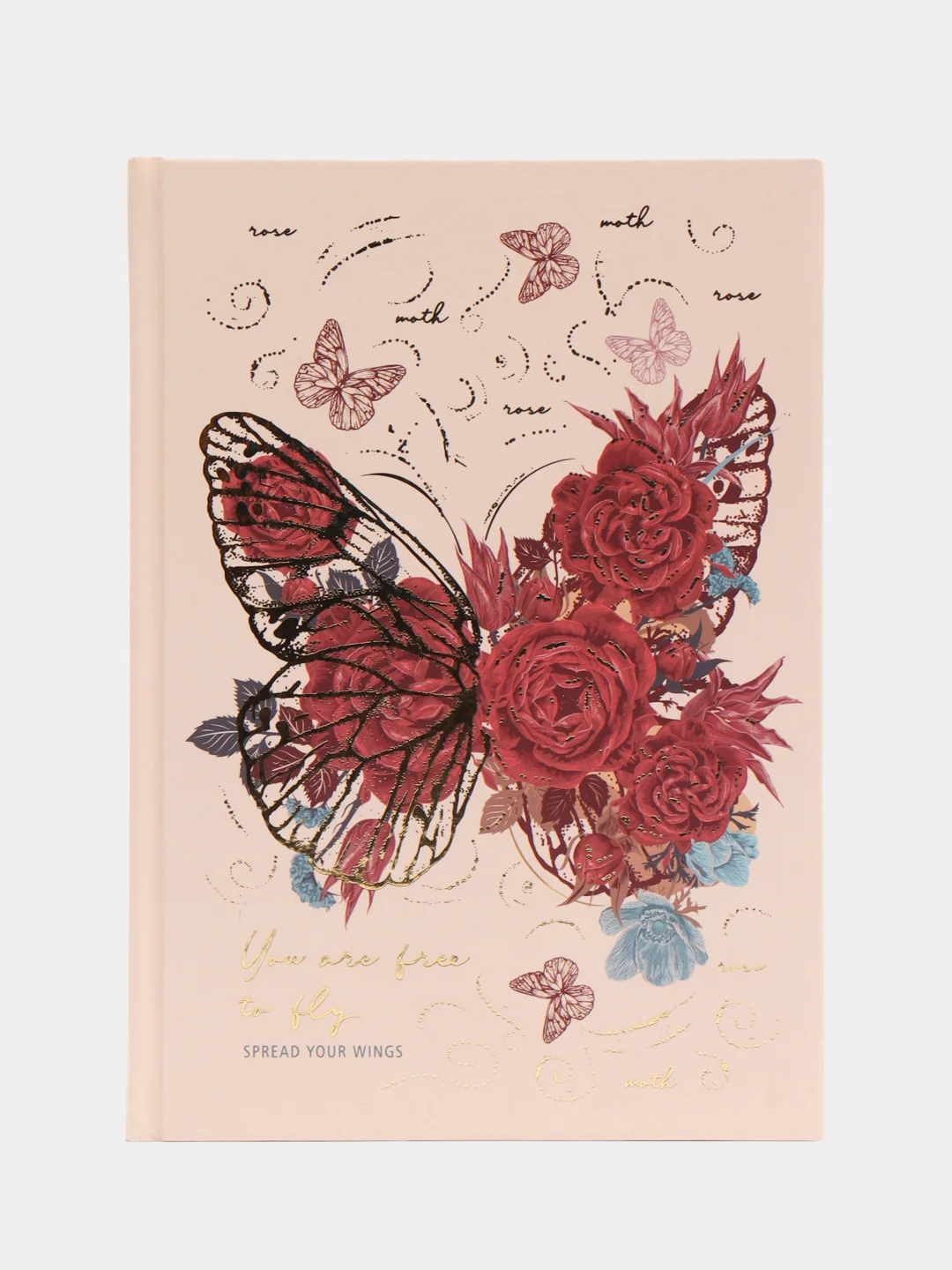 Алый ежедневник недатированный А5 Butterfly, 145 х 215 мм, 128 листов