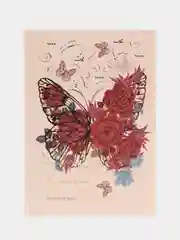 Алый ежедневник недатированный А5 Butterfly, 145 х 215 мм, 128 листов