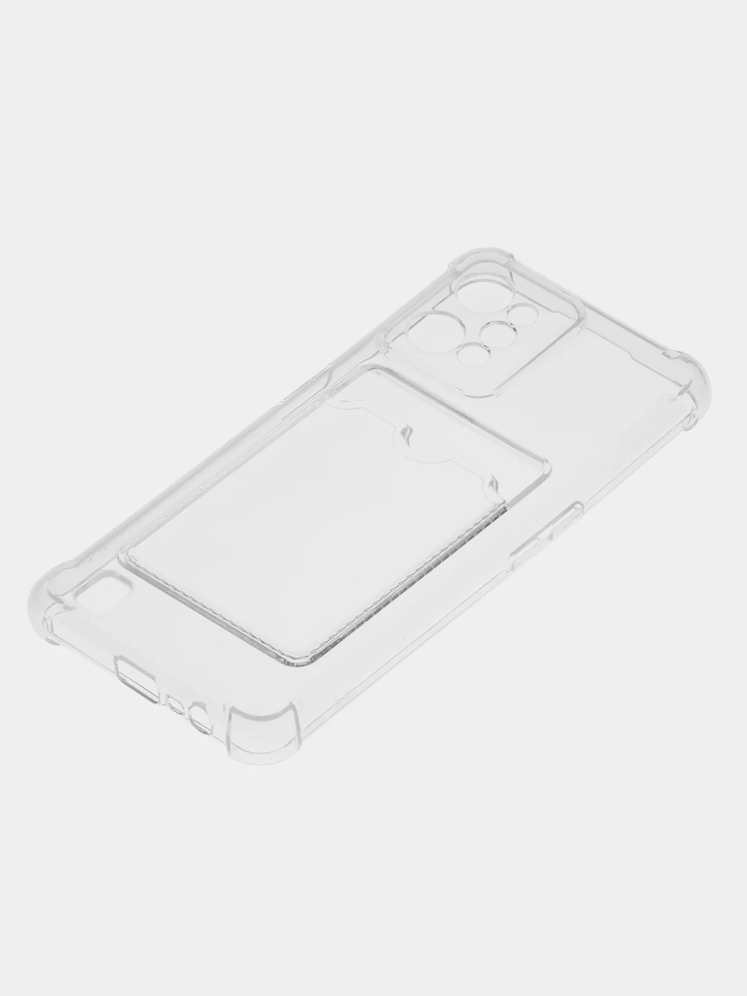 Прозрачный чехол противоударный для Realme C31 (Реалми С31), прозрачный, с карманом для карты