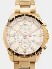 Золотой мужские наручные часы Curren 8360 с хронографом в подарочной упаковке