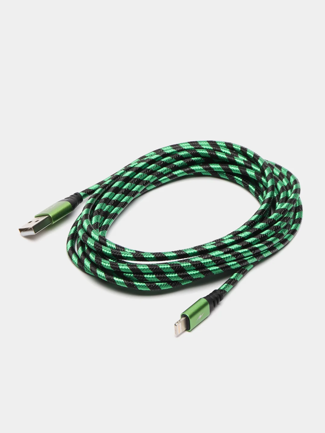 Зеленый быстрая зарядка, 3А, кабель USB Micro, Type-C, iPhone, Android, 3 метра