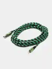 Зеленый быстрая зарядка, 3А, кабель USB Micro, Type-C, iPhone, Android, 3 метра