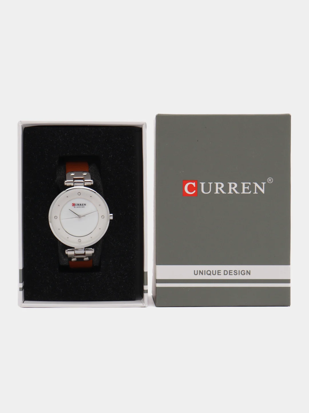 Коричневый женские наручные часы Curren 9056 в подарочной упаковке