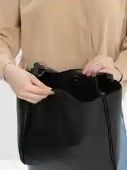 Черный сумка шоппер женская кожаная
