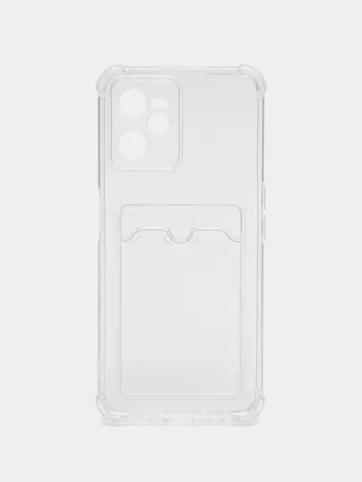Чехол для Realme C35 (Реалми С35), прозрачный, с карманом для карт
