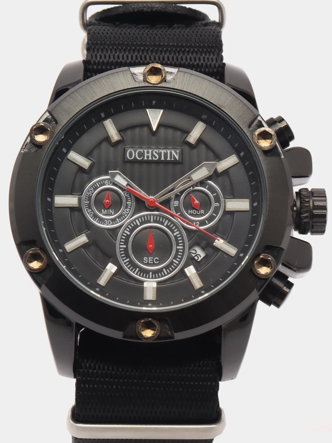 Черный мужские наручные часы Ochstin 7075C с хронографом в подарочной упаковке