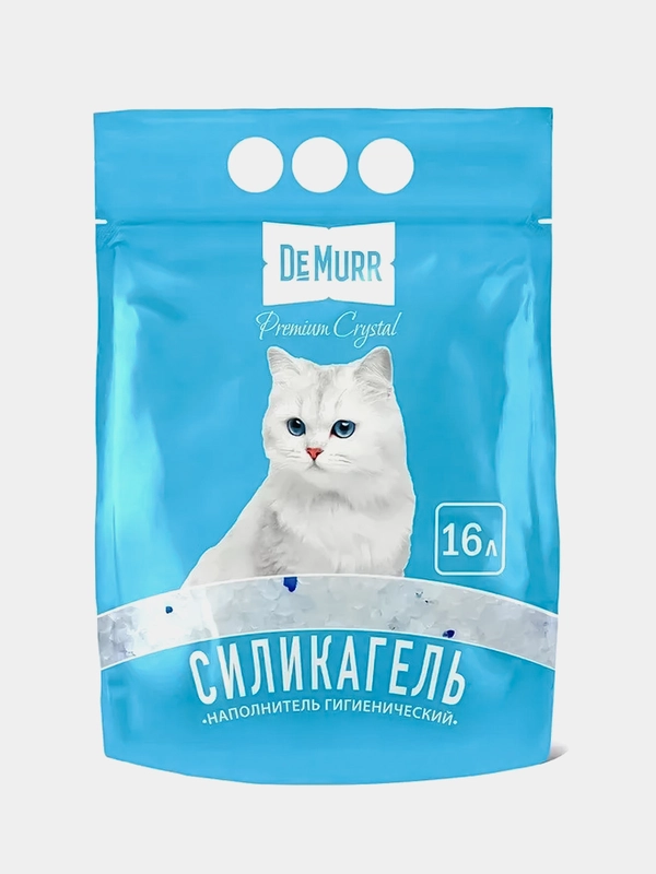 Силикагелевый наполнитель DeMurr Premium Crystal Колотый для кошачьего туалета, 16 л