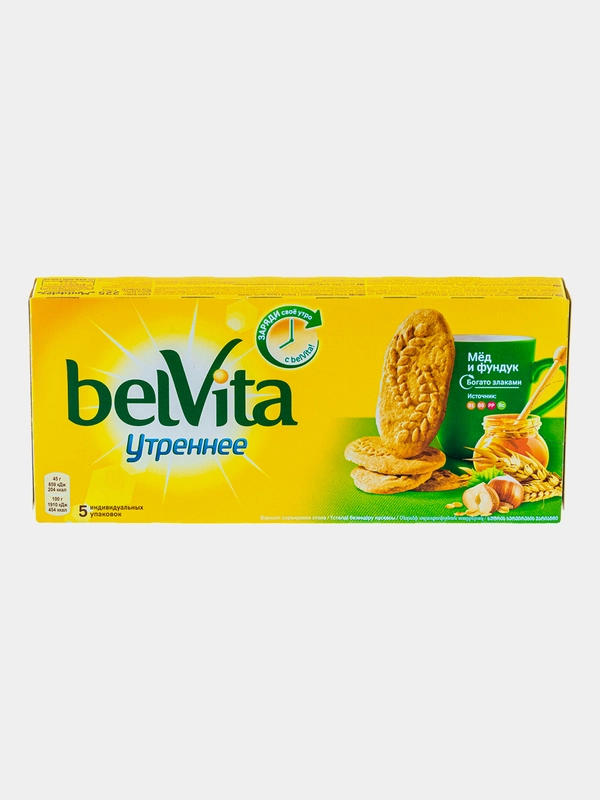 Печенье BelVita Утреннее витаминизированное с фундуком и медом, 225г