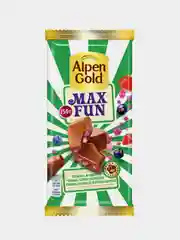 Шоколад ALPEN GOLD, Макс Фан c фруктово-ягодными кусочками и взрывной карамелью, 140 г