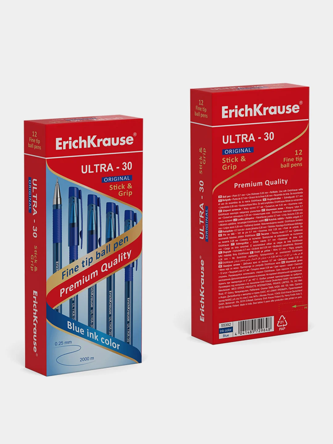 Ручка шариковая ErichKrause® ULTRA-30 Original, цвет чернил синий (в коробке по 12 шт.)