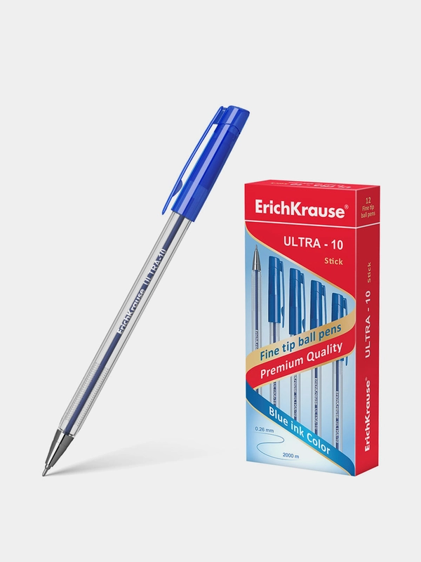 Ручка шариковая ErichKrause® ULTRA-10, цвет чернил синий (в коробке по 12 шт.)
