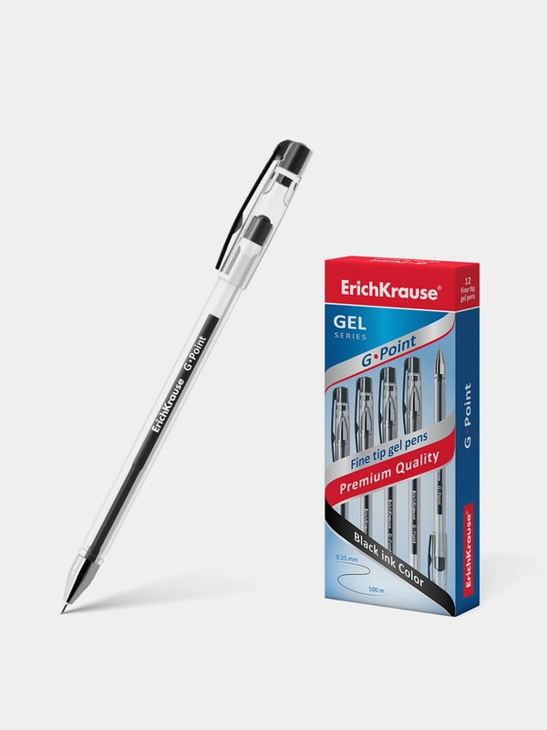 Ручка гелевая ErichKrause® G-Point, цвет чернил черный (в коробке по 12 шт.)