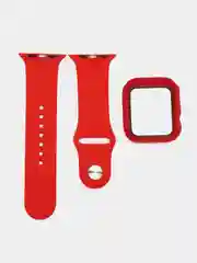 Красный бампер с защитным стеклом и ремешком для Apple Watch 38/40/41/42/44/45/49