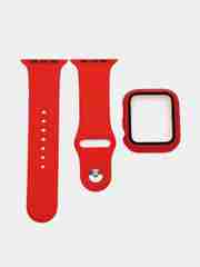 Красный бампер с защитным стеклом и ремешком для Apple Watch 38/40/41/42/44/45/49