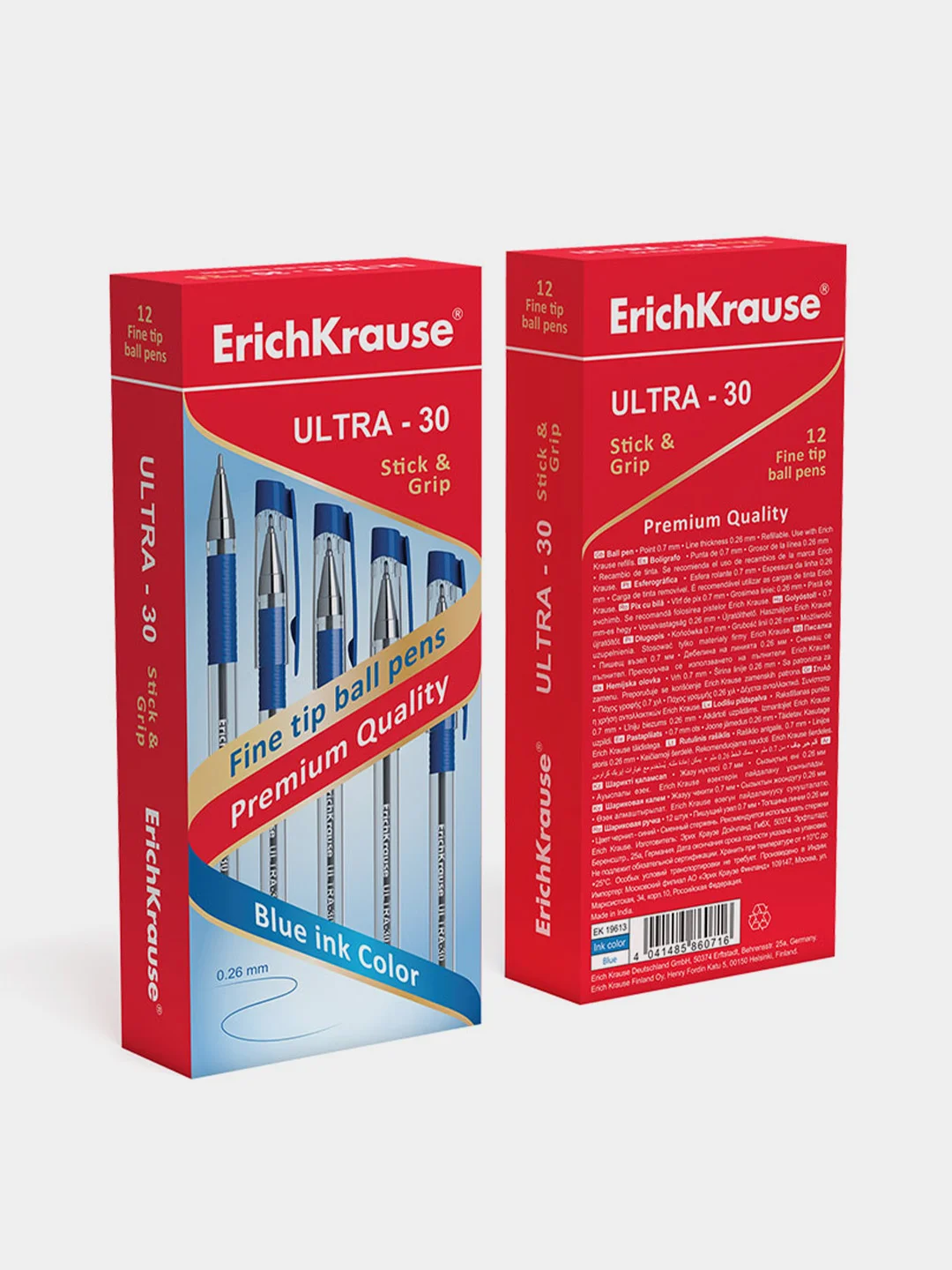Ручка шариковая ErichKrause® ULTRA-30, цвет чернил синий (в коробке по 12 шт.)