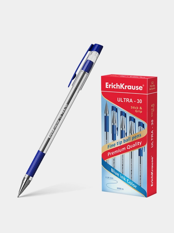 Ручка шариковая ErichKrause® ULTRA-30, цвет чернил синий (в коробке по 12 шт.)