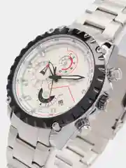 Серебряный мужские наручные часы Lige 9821 c хронографом, в подарочной упаковке