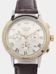 Тёмно-бордовый мужские наручные часы Lige 9810 с хронографом, в подарочной упаковке